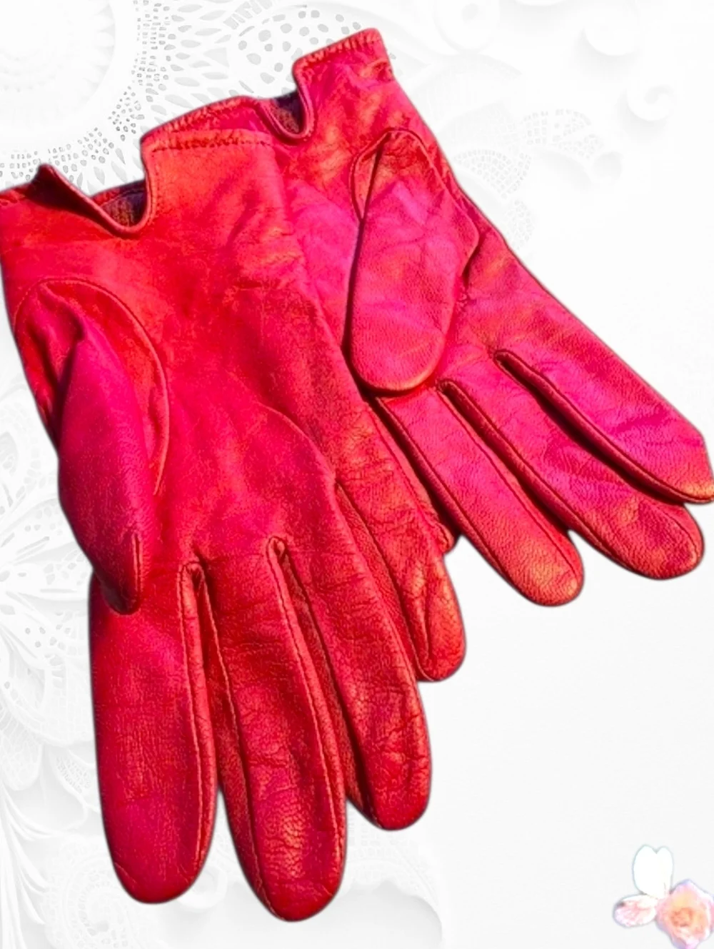 Scotland Cashmere Scarf Winter Set: Matching Pink Leather Gloves (Fit M)